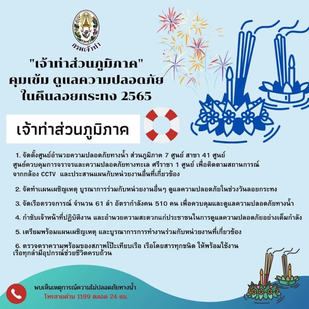 กรมเจ้าท่า คุมเข้มความปลอดภัยวันลอยกระทง