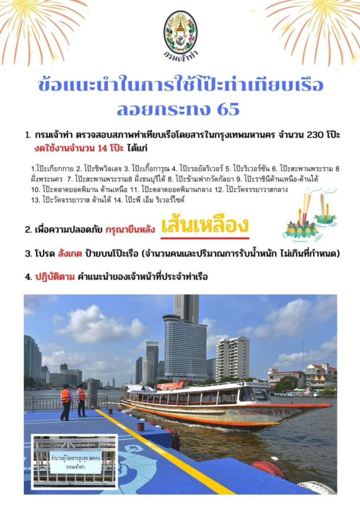 กรมเจ้าท่า คุมเข้มความปลอดภัยวันลอยกระทง