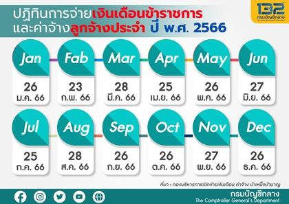 ปฎิทินเงินเดือนข้าราชการ