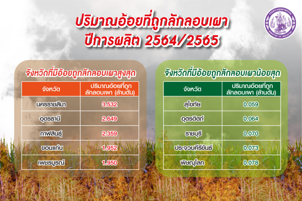 ตารางอ้อยที่ถูกลักลอบเผา