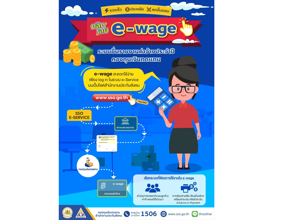 คลิกเลย e-wage ระบบยื่นรายงานค่าจ้างประจำปีกองทุนเงินทดแทน