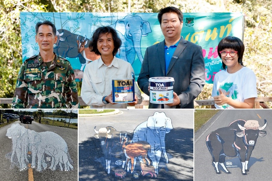 จุดกางเต็นท์จับมือ TOA เพนท์ถนน ด้วยภาพวาดสัตว์ป่า 3 มิติ  หวังช่วยลดอุบัติเหตุรถชนสัตว์ป่า นำร่องที่อุทยานแห่งชาติเขาใหญ่