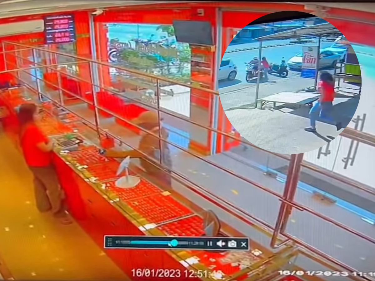 ครูวิ่งราวทอง 2 บาท พนักงานร้านทองไล่ถีบรถมอเตอร์ไซค์ล้ม จับตัวได้