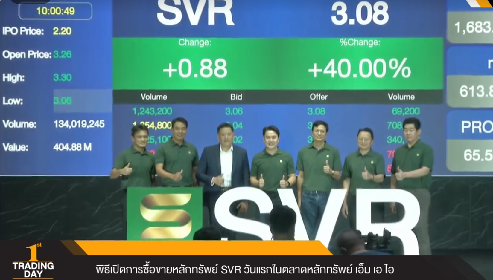 SVR ซื้อขายวันแรกราคาอยู่ที่ 3.26 บาท เหนือจอง 41.8%
