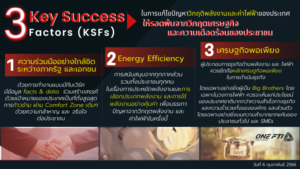 3 Key Success Factors (KSF ) ในการลดต้นทุนค่าพลังงานและค่าไฟฟ้า