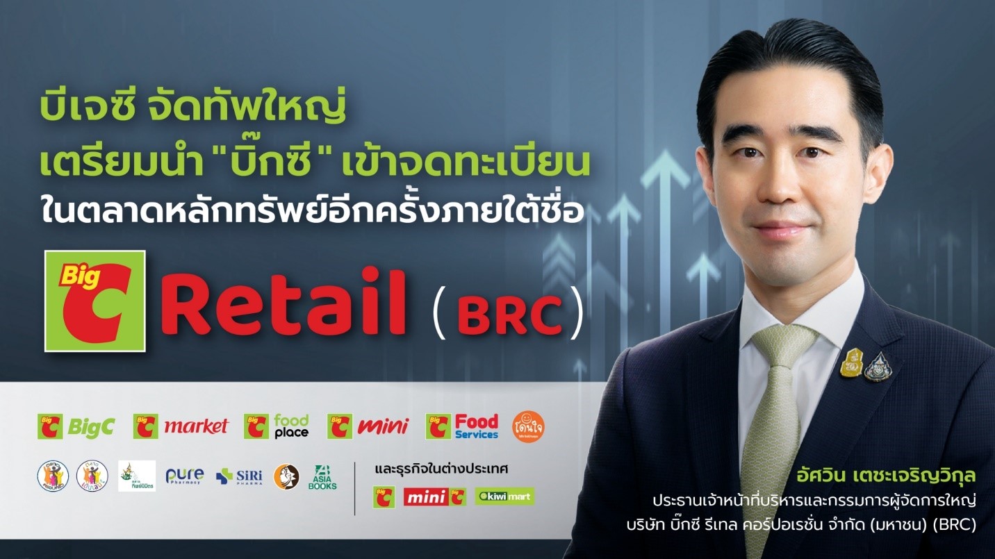 บีเจซี จัดทัพใหญ่ เตรียมนำ “บิ๊กซี” เข้าจดทะเบียนในตลาดหลักทรัพย์ฯ อีกครั้งภายใต้ชื่อ Big C Retail (BRC)