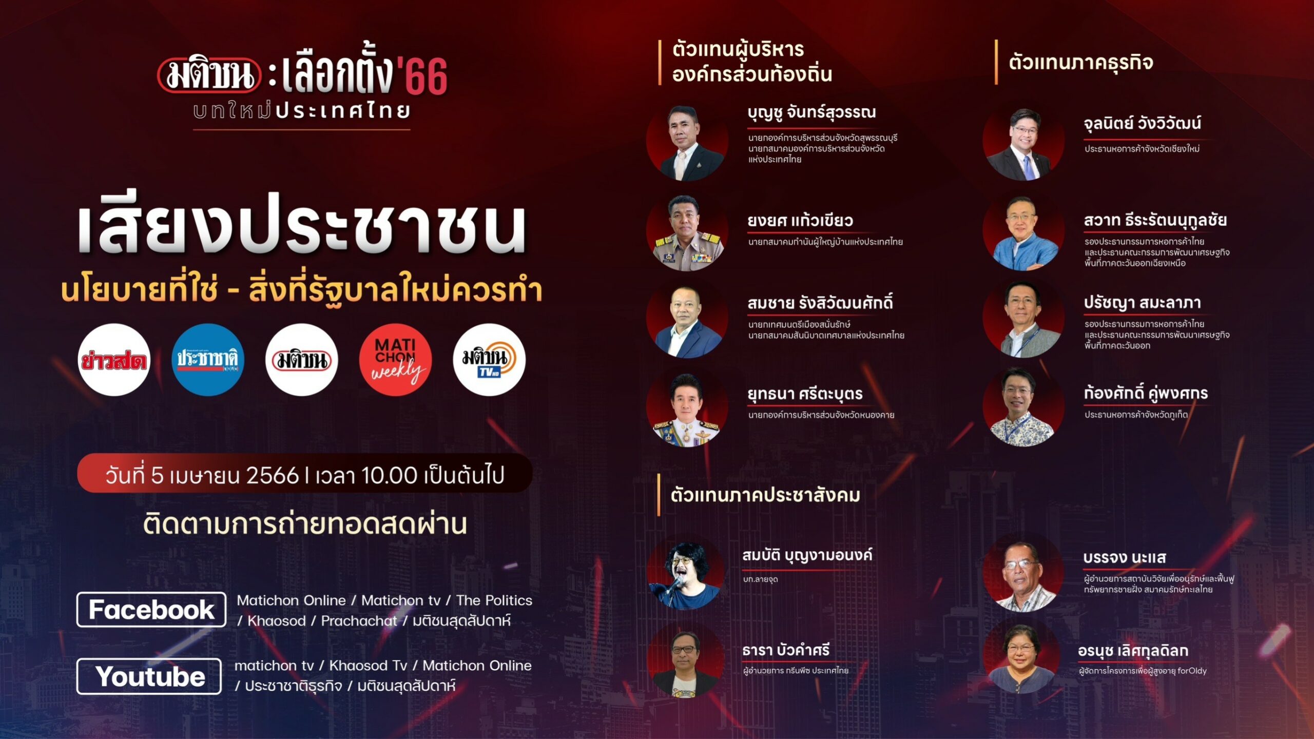 มติชนเลือกตั้ง 66 เวทีที่ 4 เวทีเสียงประชาชน : นโยบายที่ใช่-สิ่งที่รัฐบาลใหม่ควรทำ