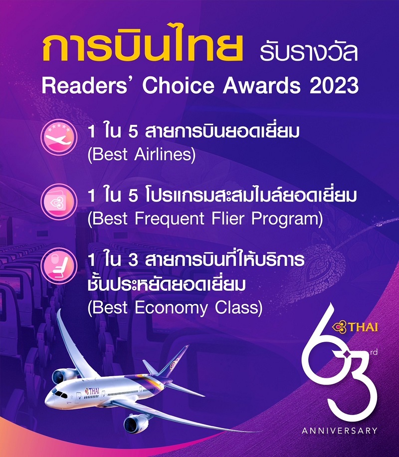 การบินไทย คว้ารางวัล 1 ใน 5 สายการบินยอดเยี่ยม จาก DestinAsian