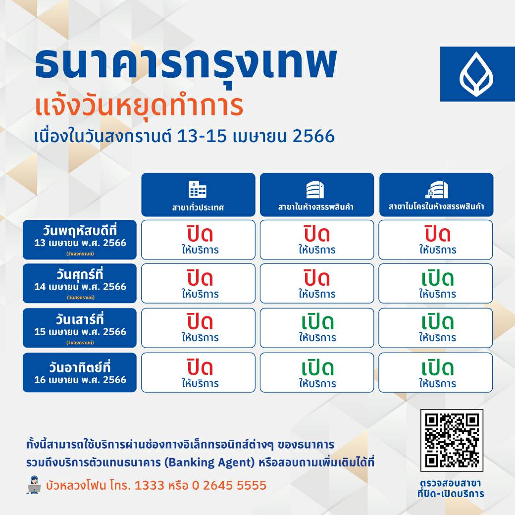 วันหยุดแบงก์กรุงเทพ