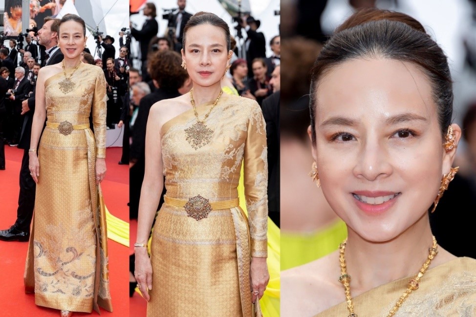 “มาดามแป้ง” นวลพรรณ ล่ำซำ เฉิดฉายในชุดผ้าไหมไทย เทศกาลหนังเมืองคานส์ ครั้งที่ 76 หรือ Festival de Cannes 2023