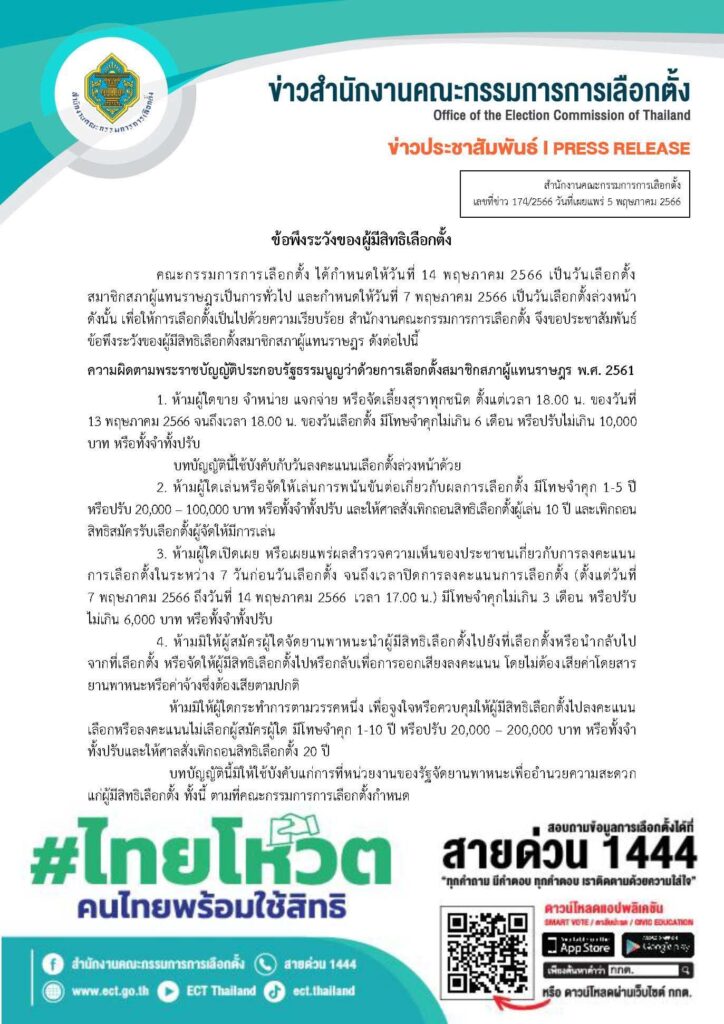 ข้อพึงระวัง ผู้มีสิทธิเลือกตั้ง