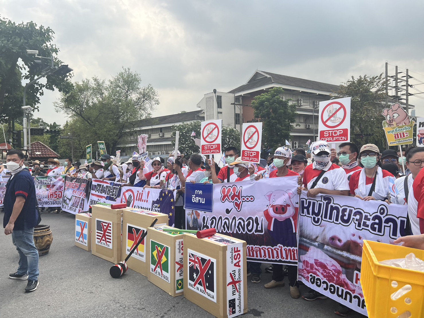 ผู้เลี้ยงหมูกว่า 2,000 คน บุกหน้าทำเนียบรัฐบาลร้องนายกฯจัดการปราบหมูเถื่อน