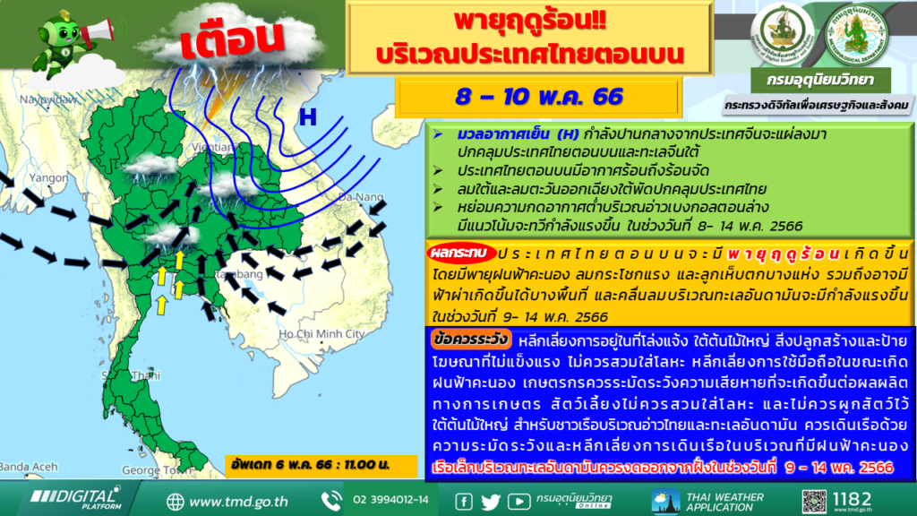 เตือนพายุฤดูร้อน 8-10 พ.ค.2566