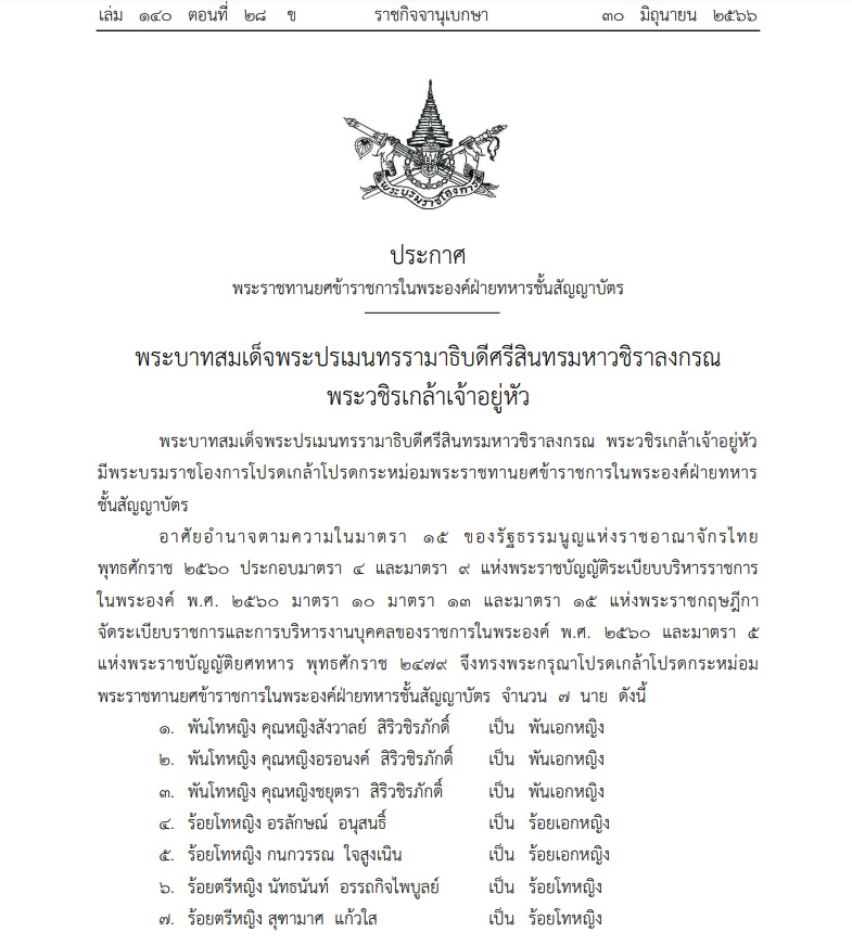 พระราชทานยศข้าราชการในพระองค์
