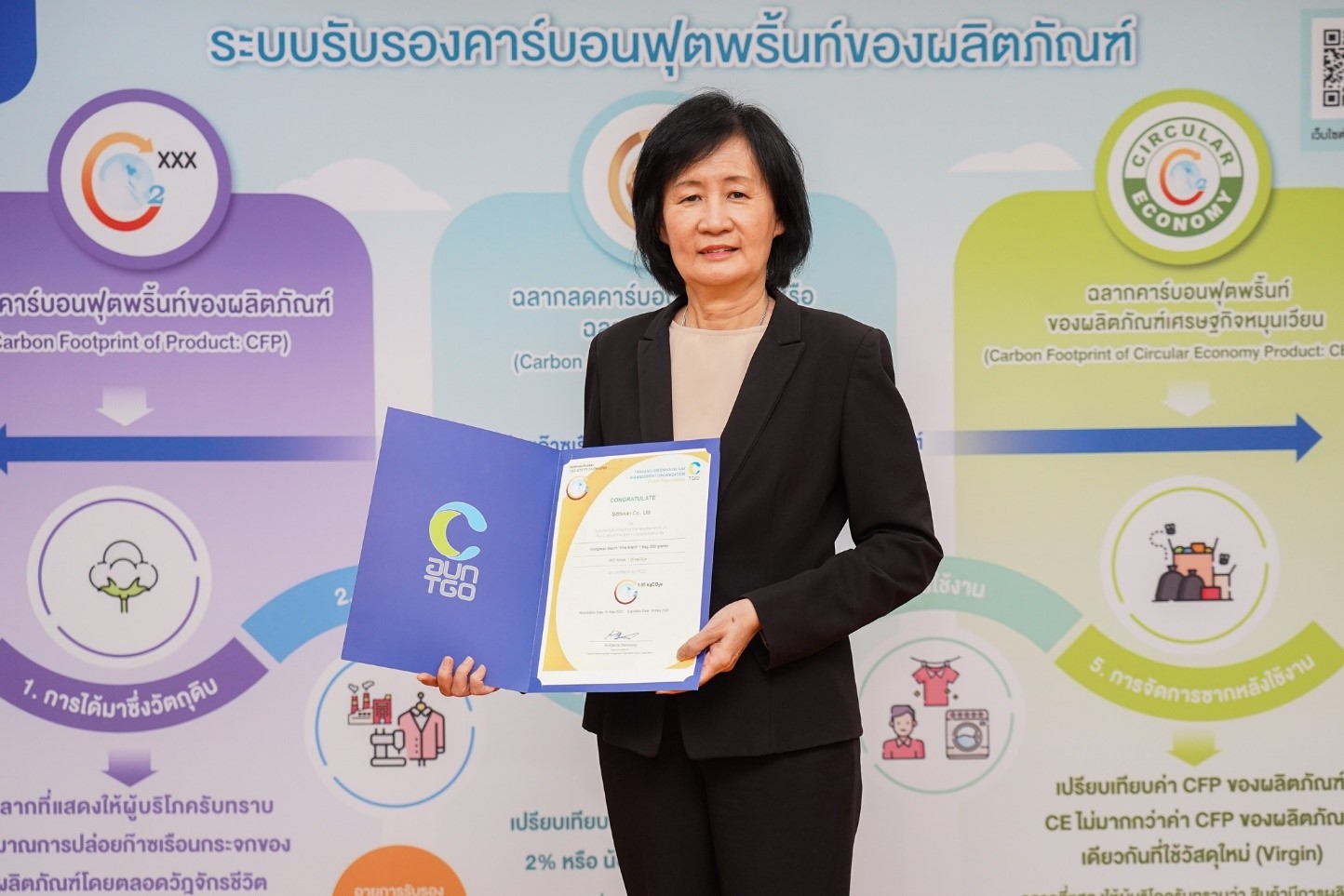 วุ้นเส้นต้นสนรับมอบเครื่องหมายรับรองคาร์บอนฟุตพรินต์ปี 2566