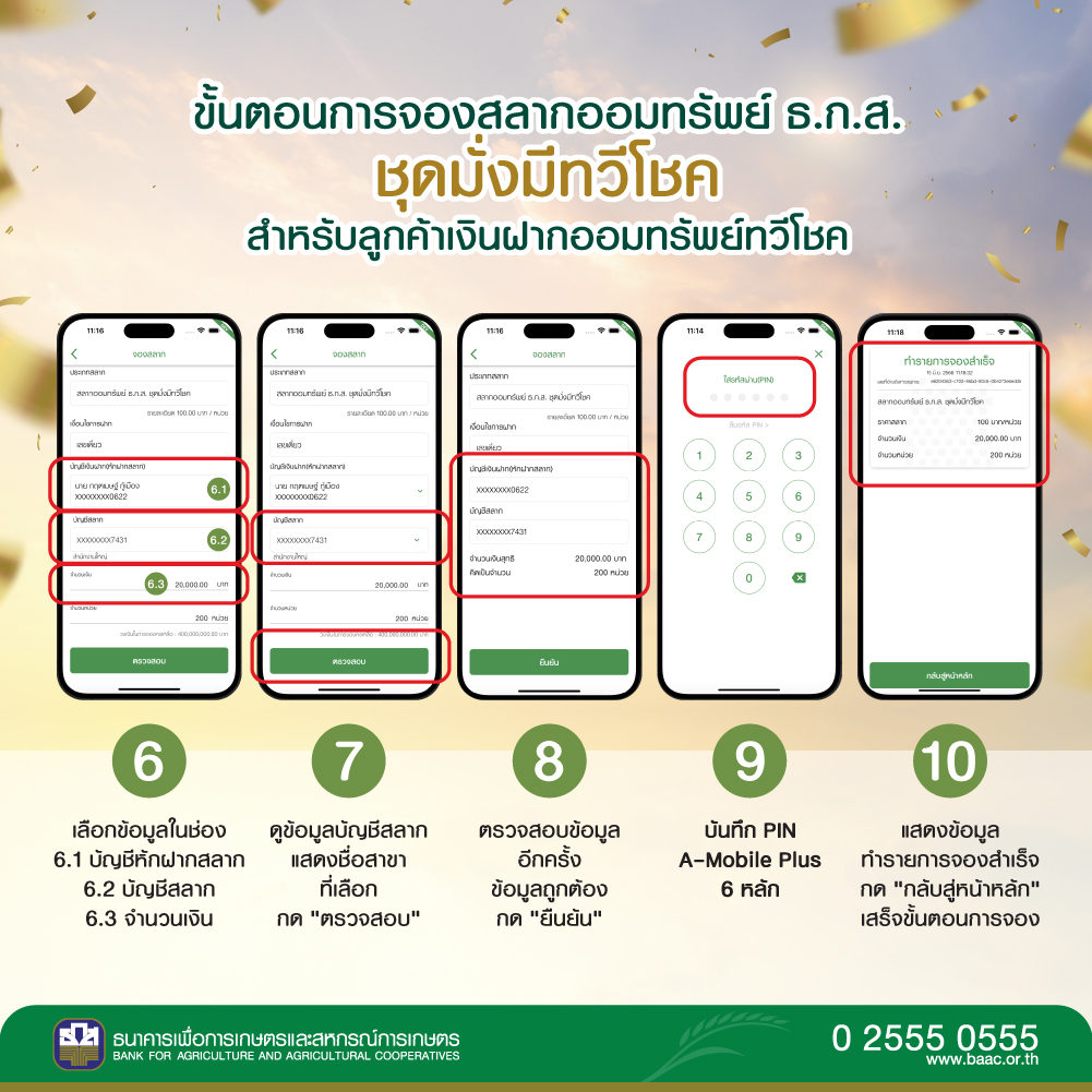 ขั้นตอนการจองสลากออมทรัพย์ ธ.ก.ส. ชุดมั่งมีทวีโชค