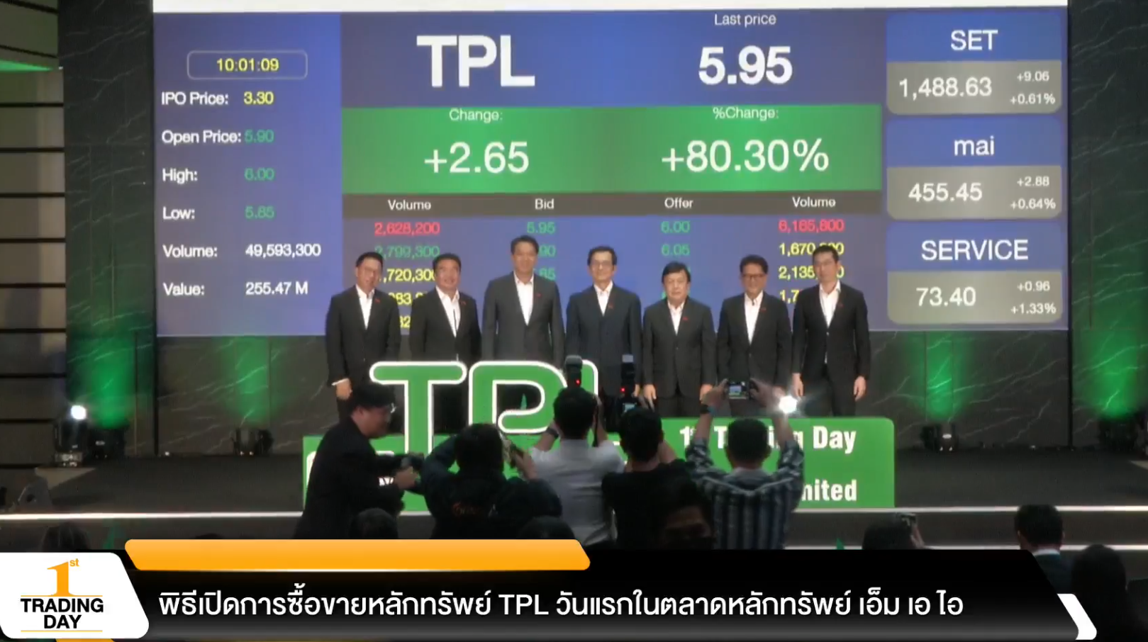 TPL ซื้อขายวันแรกราคาอยู่ที่ 5.90 บาท เหนือจอง 78.78%
