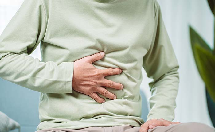 Asian,Senior,Man,Feel,Stomachache.,Older,Mature,Male,Touch,Belly
