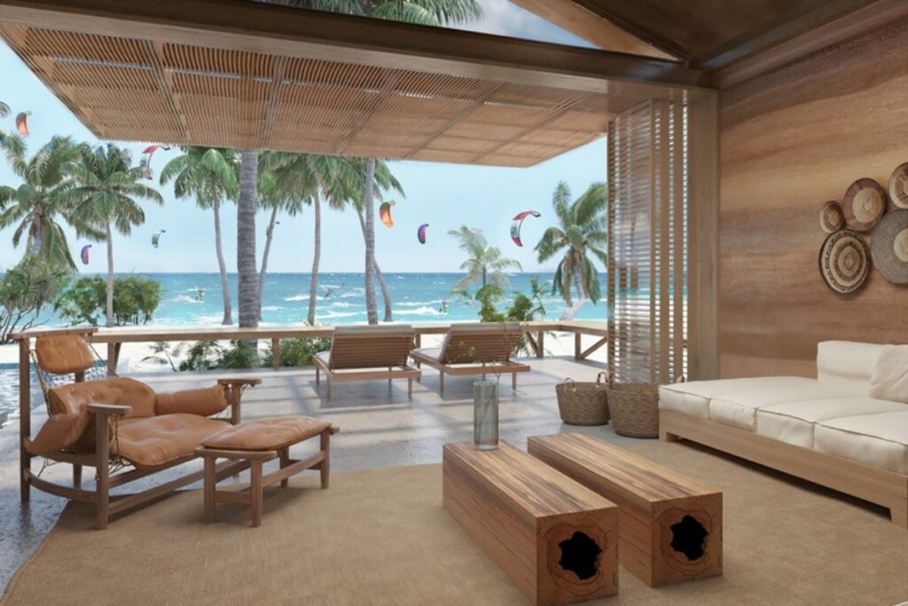 ภาพเรนเดอร์โรงแรมอนันตรา เปรอา เซอารา รีสอร์ท มีลักษณะเปิดโล่ง สไตล์ริมชายหาด