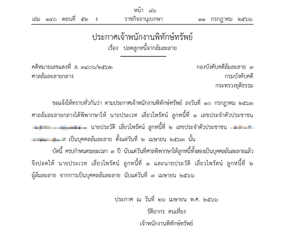 ปลดล้มละลาย เลี่ยวไพรัตน์