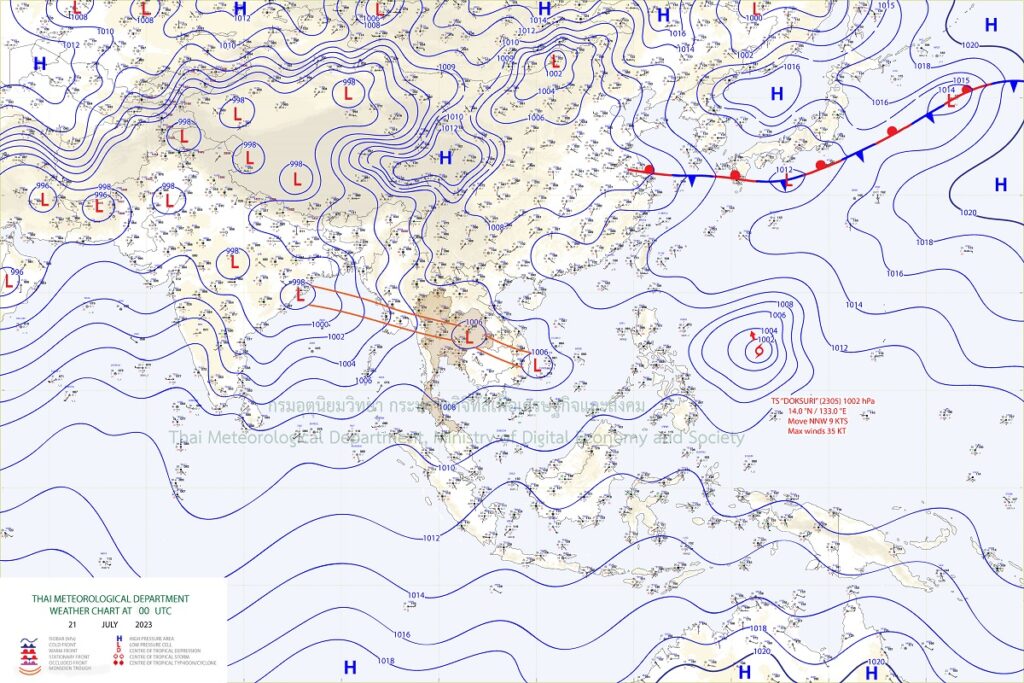 แผนที่อากาศพื้นผิว พายุทกซุรี