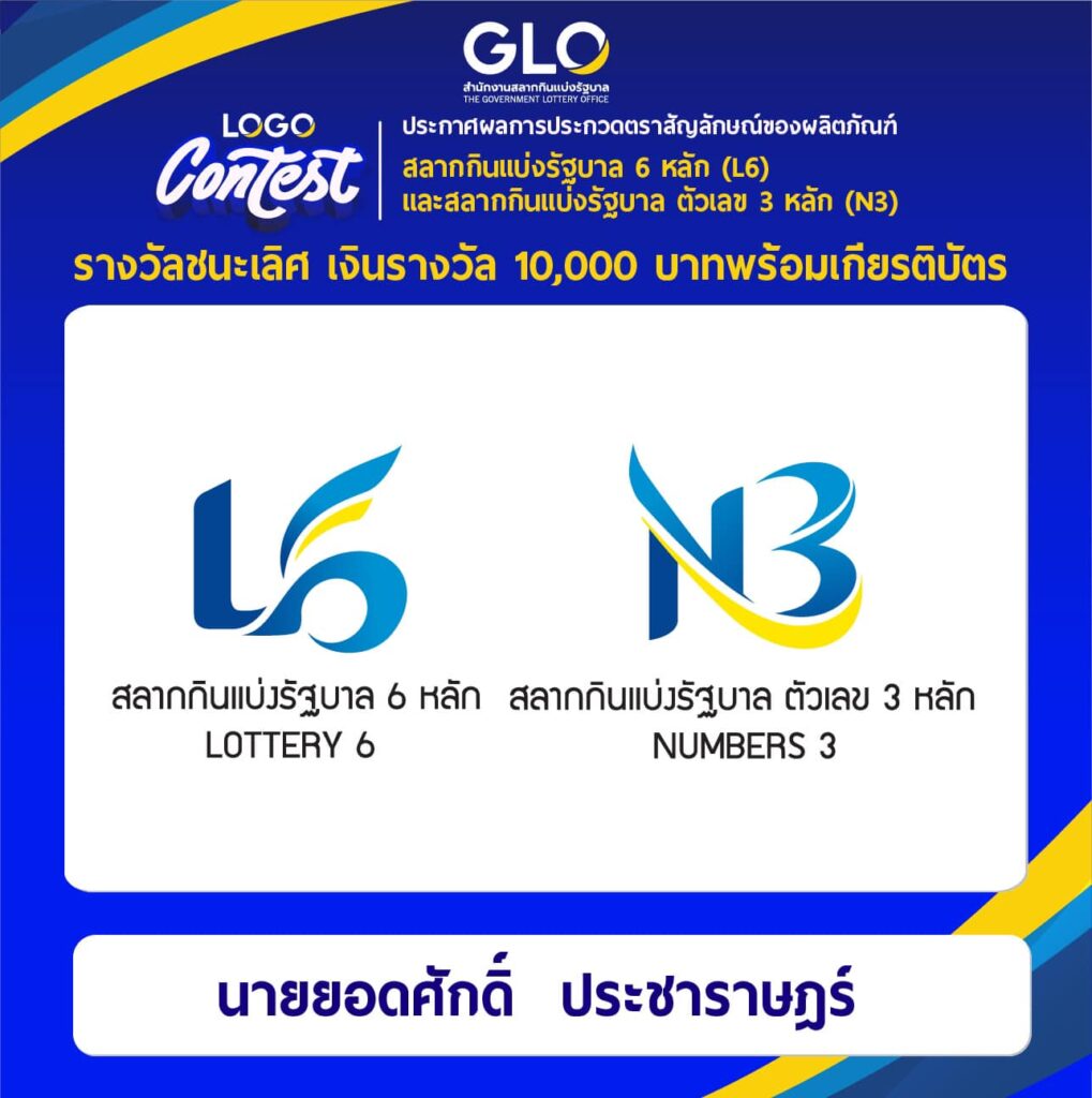 ตราสัญลักษณ์ หวยรูปแบบใหม่ L6 N3 ที่ได้รับรางวัลชนะเลิศ