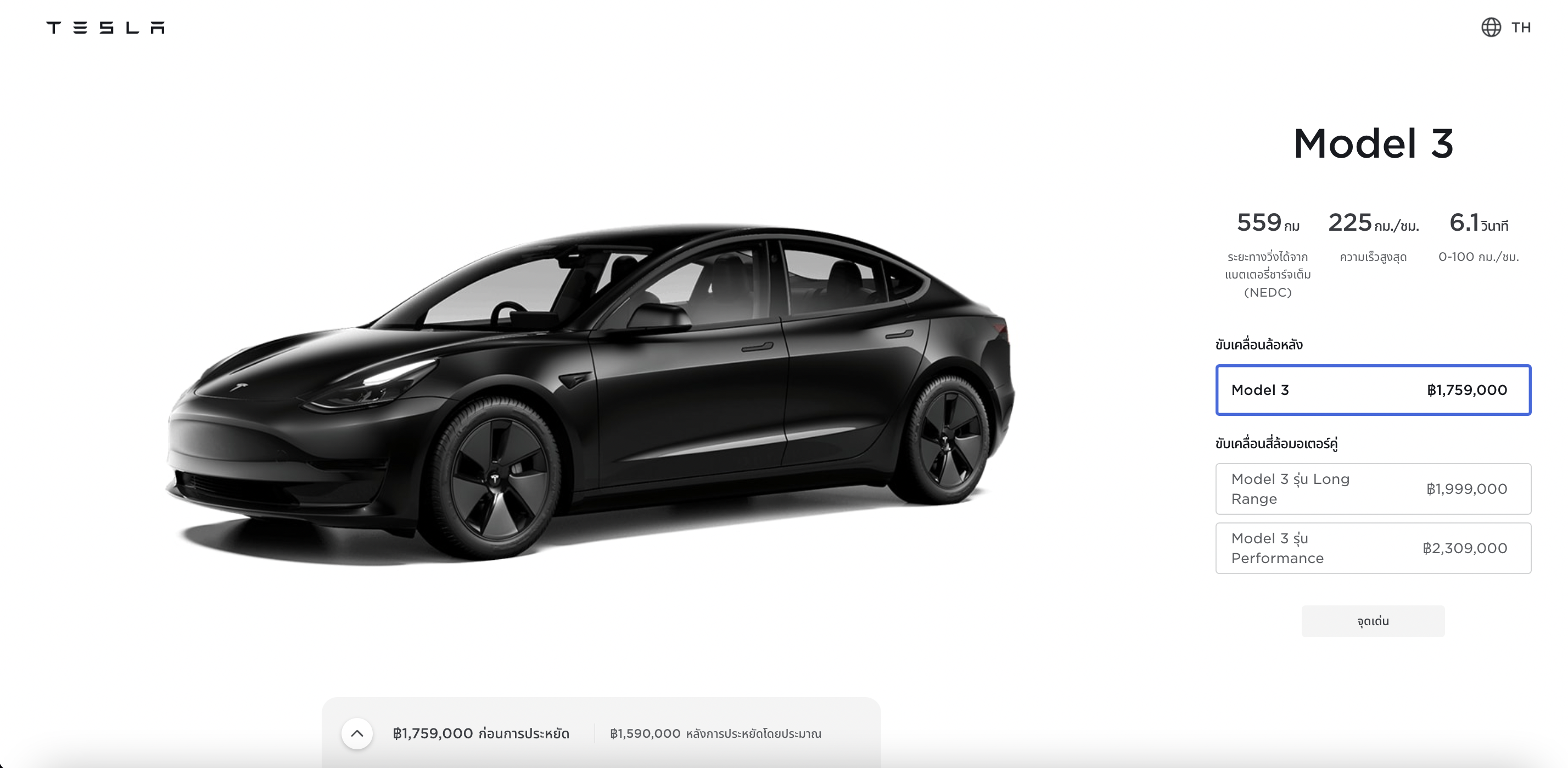 เทสลา Model 3 ราคา