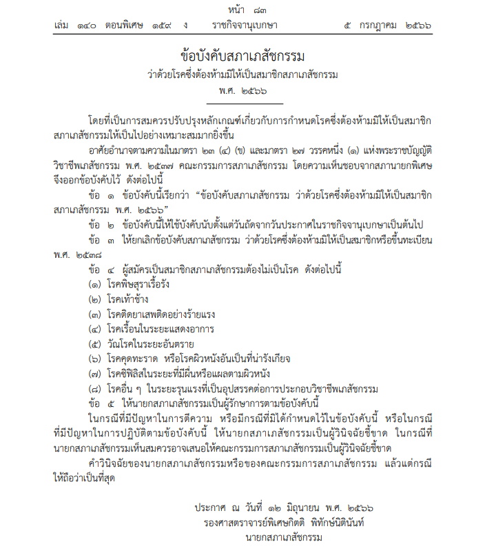 สภาเภสัชกรรมกรรมออกประกาศ