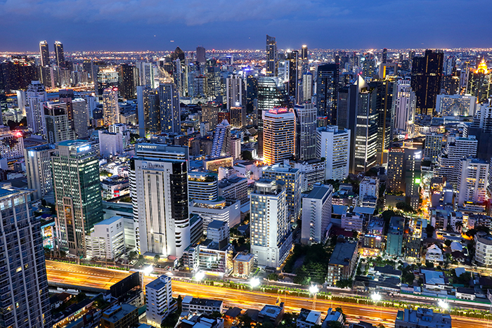 Bangkok's skyline photographed during sunset in Bangkok