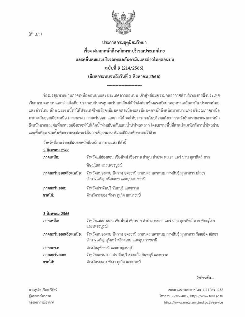 ประกาศเตือนฝนตกหนัก ฉบับที่ 9