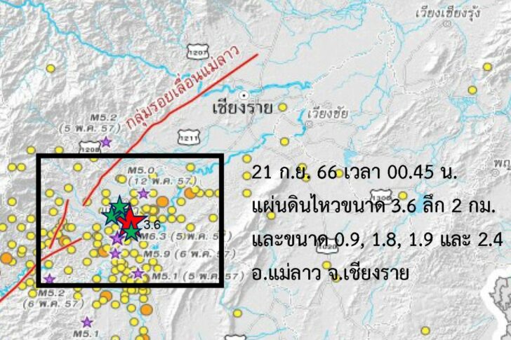 แผ่นดินไหวขนาด 3.6 บริเวณอ.แม่ลาว จ.เชียงราย แผ่นดินไหวขนาด 3.6 บริเวณอ.แม่ลาว จ.เชียงราย