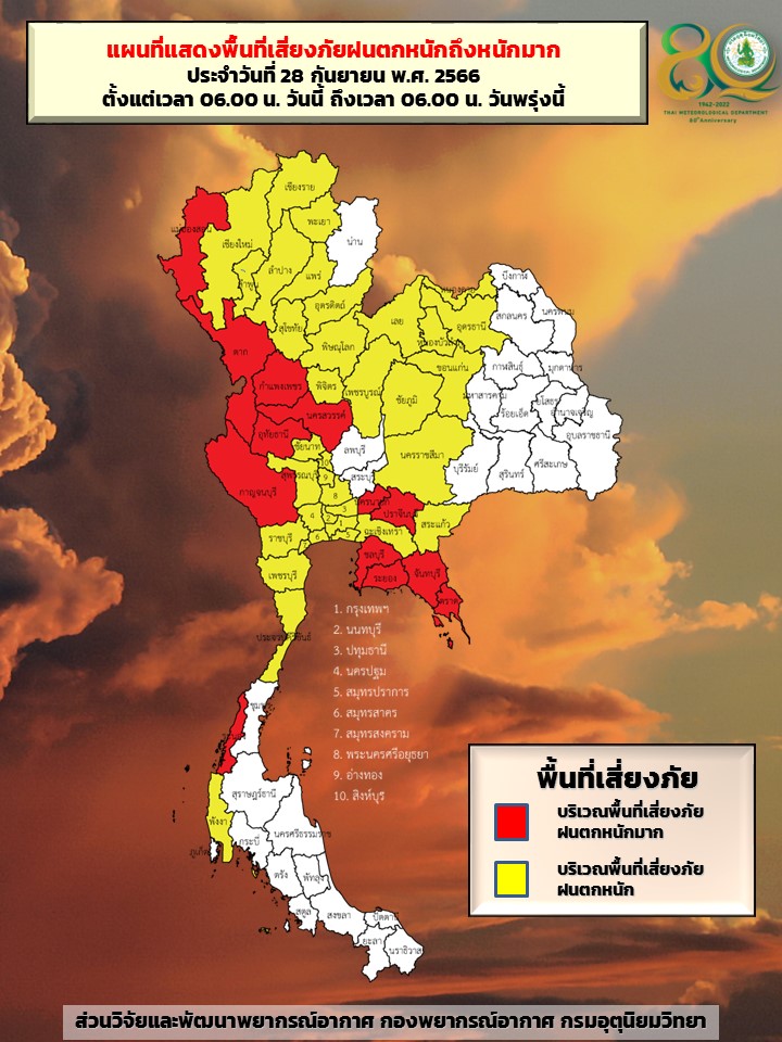 พื้นที่เสี่ยงภัยฝนตกหนัก 28 ก.ย.2566