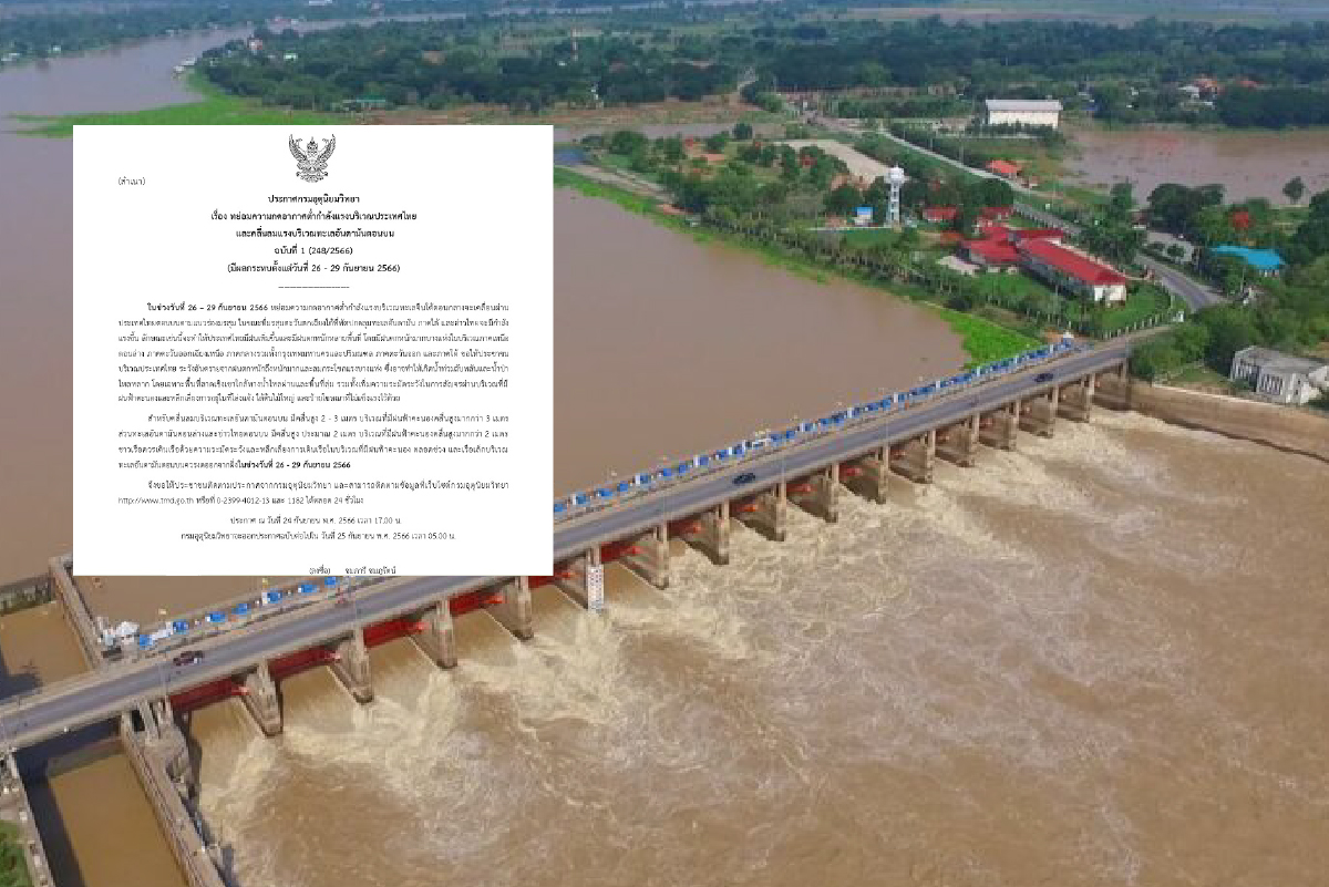 กรมอุตุฯ ประกาศฉบับ 1 เตือนฝนตกหนักมาก-ท่วมฉับพลัน 26-29 ก.ย.นี้