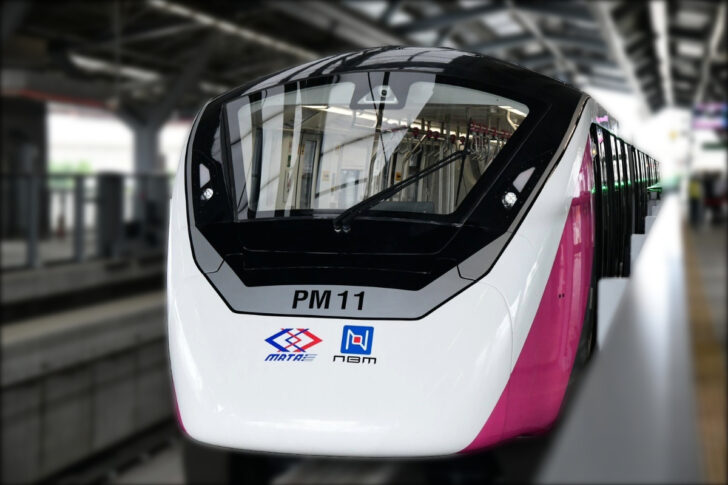 รถไฟฟ้าสายสีชมพู รถไฟฟ้า ขบวนรถ เดินรถ รถไฟฟ้าสายสีชมพู รถไฟฟ้า ขบวนรถ เดินรถ