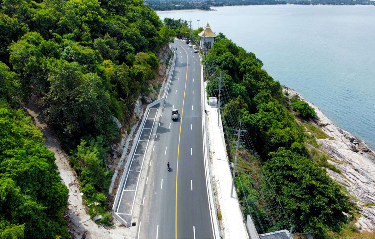 ทางหลวงอัพเดตความคืบหน้าถนนรอบเกาะสมุย หนุนท่องเที่ยว ภายใต้งบฯ 700 ล้าน