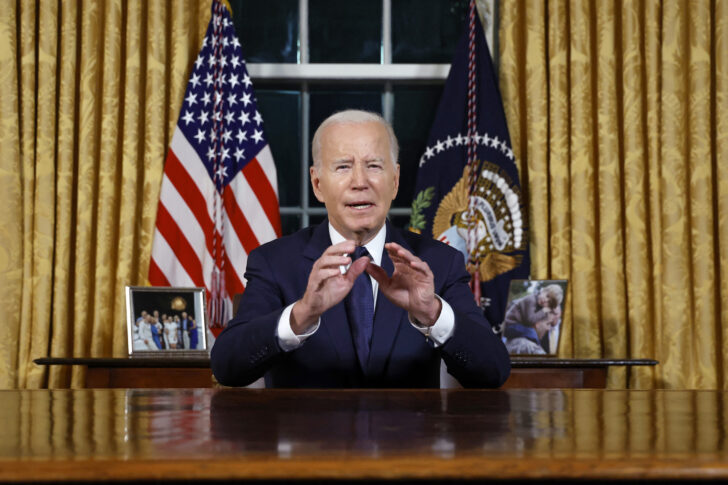 US-ISRAEL-UKRAINE-BIDEN โจ ไบเดน แถลงต่อประชาชนในห้องทำงานรูปไข่ ทำเนียบ