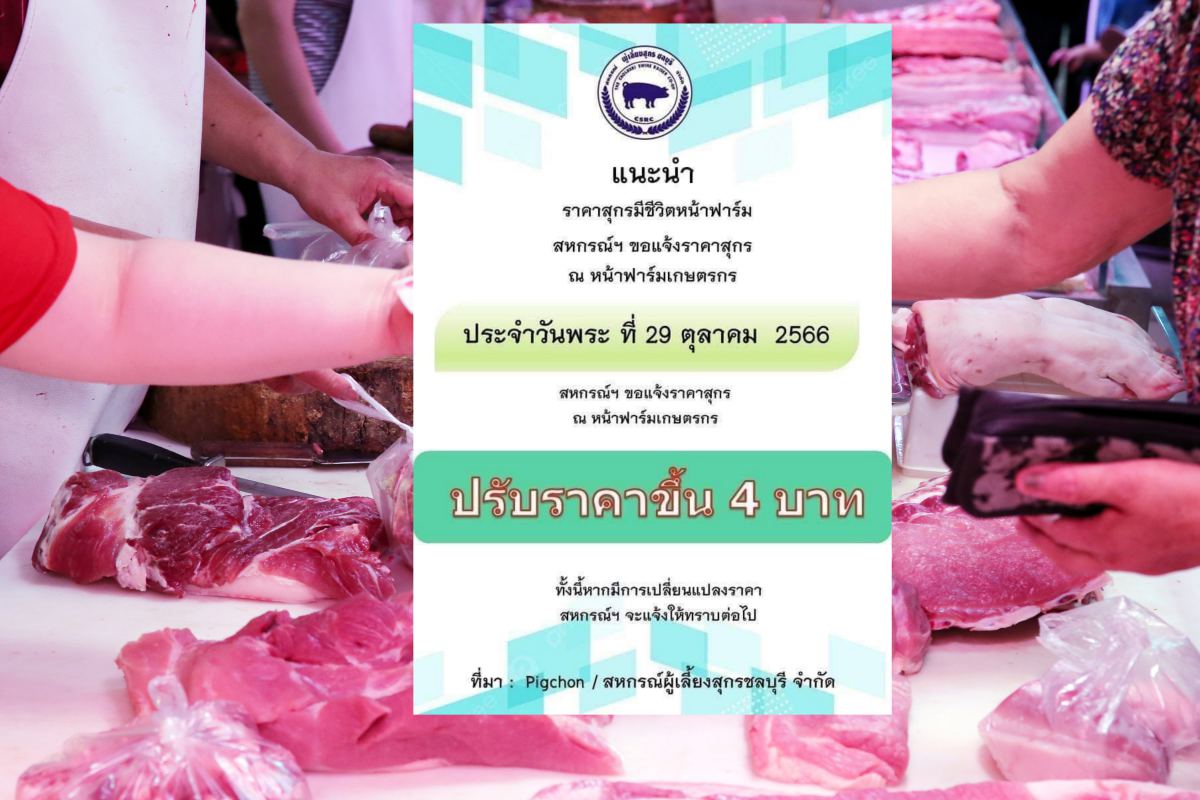 เตรียมตัว พรุ่งนี้ หมูแพงขึ้นอีก 4 บาท/กิโลปรับรอบ 2 ในเดือนนี้