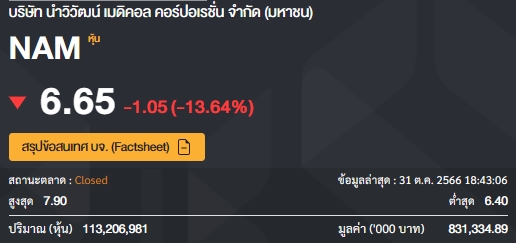 หุ้น IPO เรียงคิวต่ำจอง ล่าสุด NAM เทรดวันนี้วันแรกปิดตลาด ราคาลดลง 1.05 บาท