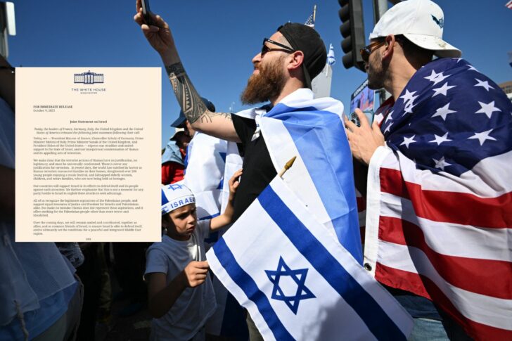 ผู้สนับสนุนอิสราเอลรวมตัวในสหรัฐอเมริกา วันที่ 10 ตุลาคม 2023