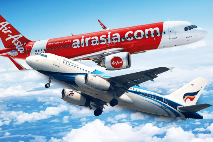 ภาพเครื่องบินสายการบินไทยแอร์เอเชีย และบางกอกแอร์เวย์ส