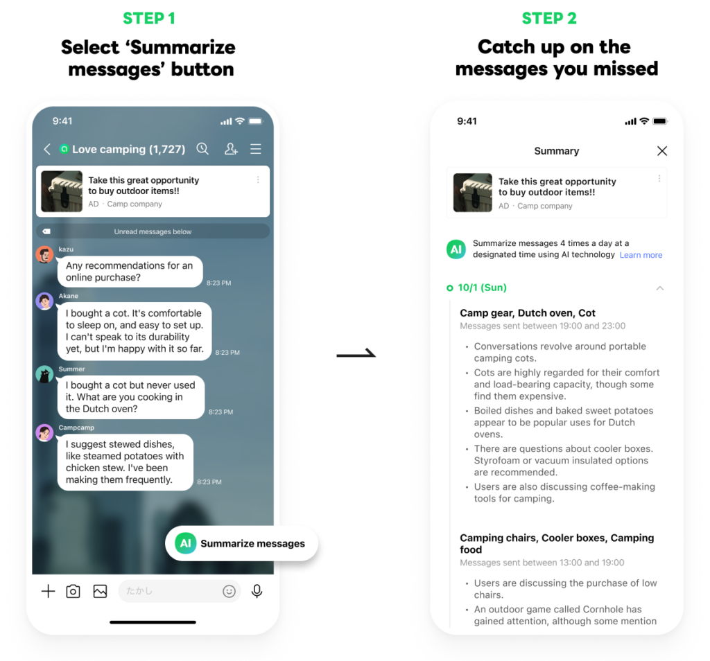 line openchat message summary