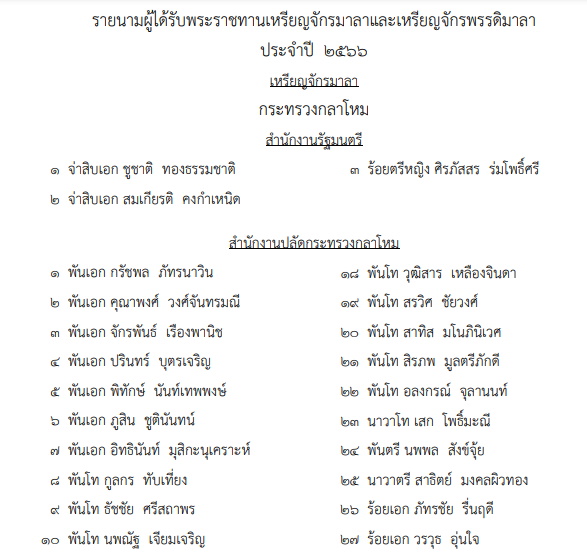 รายนาม-เหรียญจักรมาลา-03 กลาโหม