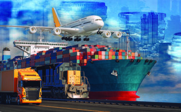 Transportation and logistics of Container Cargo ship.