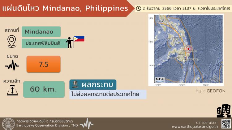 แผ่นดินไหวเกาะมินดาเนา ฟิลิปปินส์ 2 ธ.ค.2566