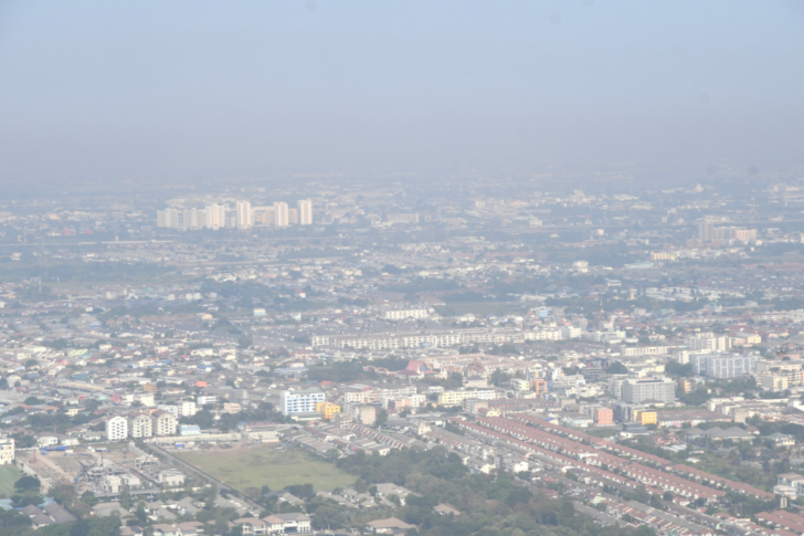 ฝุ่น ฝุ่น PM 2.5 ภาพมุมสูง