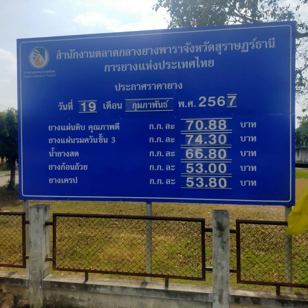 ราคายาง 19 กุมภาพันธ์ 2567