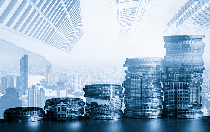 Finance and money technology background concept of business pros