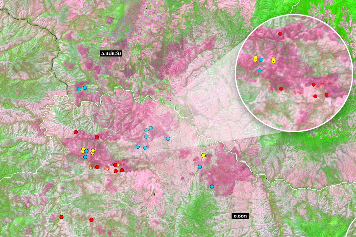 เปิดภาพดาวเทียม Sentinel-2B ชี้ เชียงใหม่ ไฟป่าไหม้วอด กว่า 3 หมื่นไร่