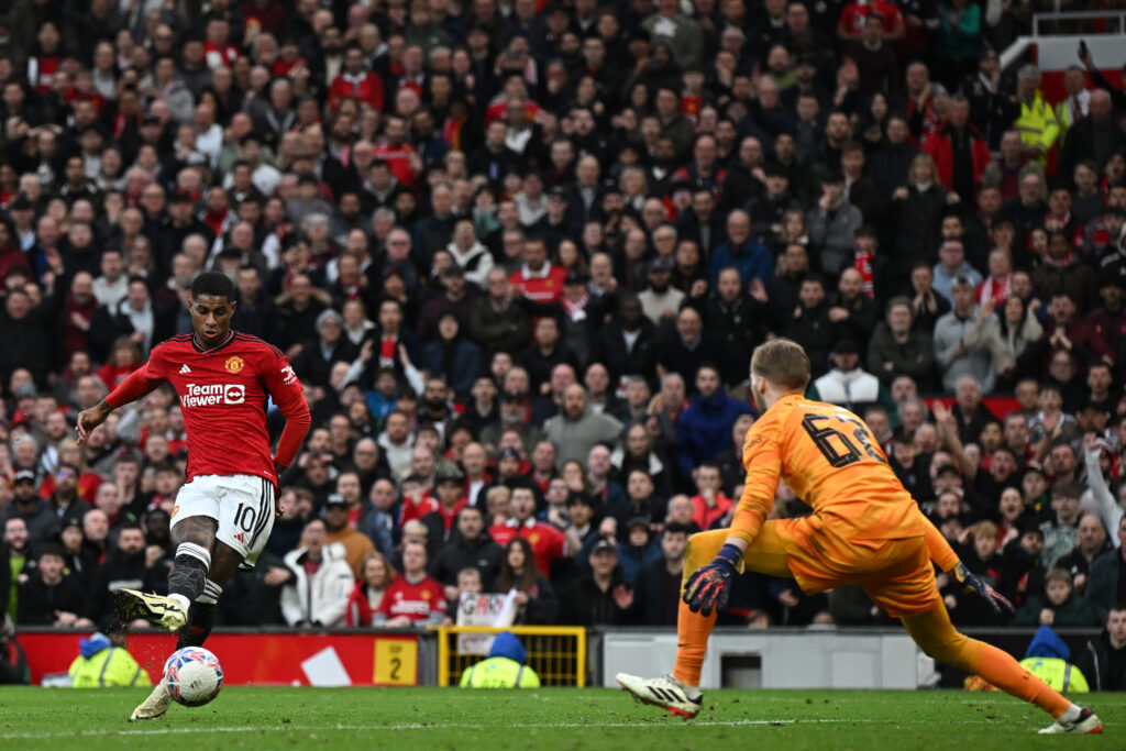 FA Cup Quarter Final football match between Manchester United and Liverpool at Old Trafford