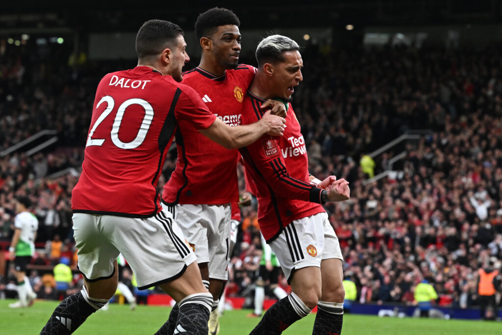 FA Cup Quarter Final football match between Manchester United and Liverpool at Old Trafford